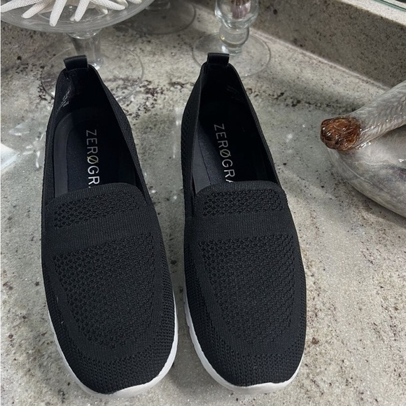 Cole Haan Zerogrand Stitchlite black fabric round toe slip on loafer flats. - Picture 2 of 5